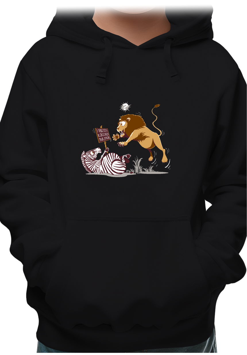 Sweat Enfant Zèbre vs Lion : 5 fruits légumes par jour
