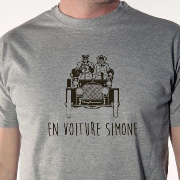 T-shirt enfant En Voiture Simone - 100% Coton Bio Bleu - Cadeau pour un  petit d'homme