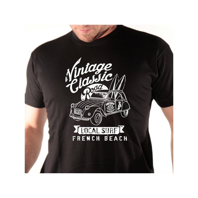 T-Shirt homme vintage Automobile DS, Holidays on the beach, Voiture  ancienne française, 100% Coton