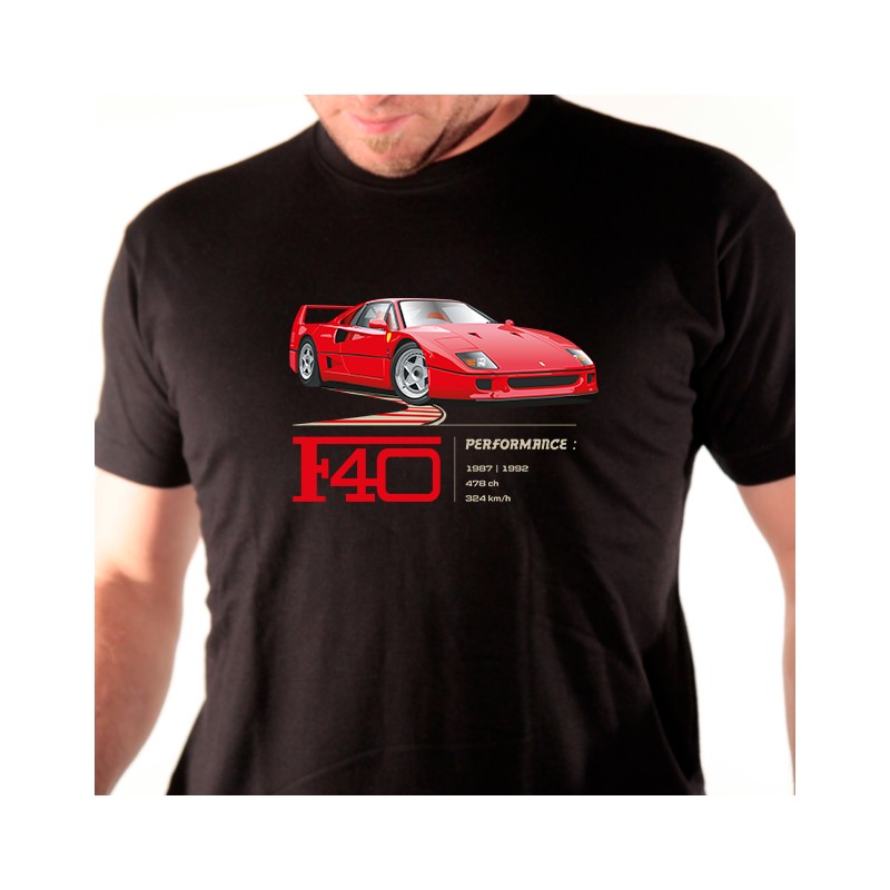 Tee shirt auto Ferrari F40 Avomarks