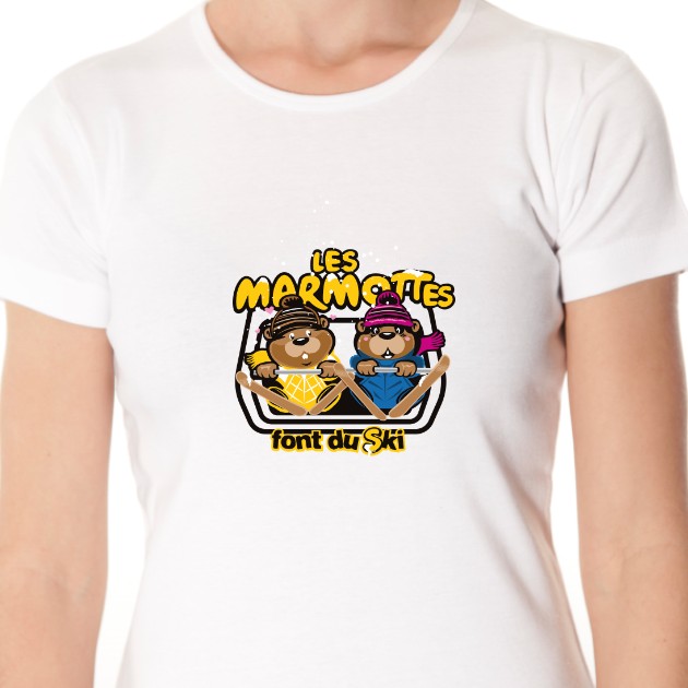 t-shirt Les marmottes font du ski