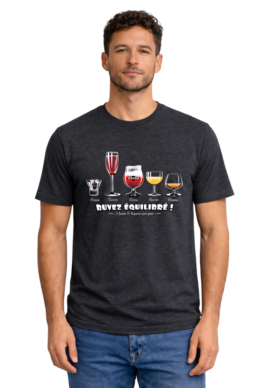 T-Shirt Homme Buvez équilibré, 5 fruits et légumes par jour