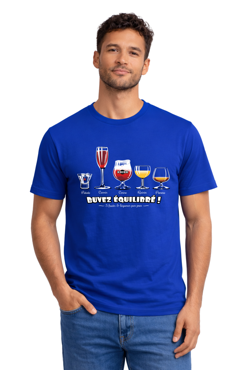 T-Shirt Homme Buvez équilibré, 5 fruits et légumes par jour