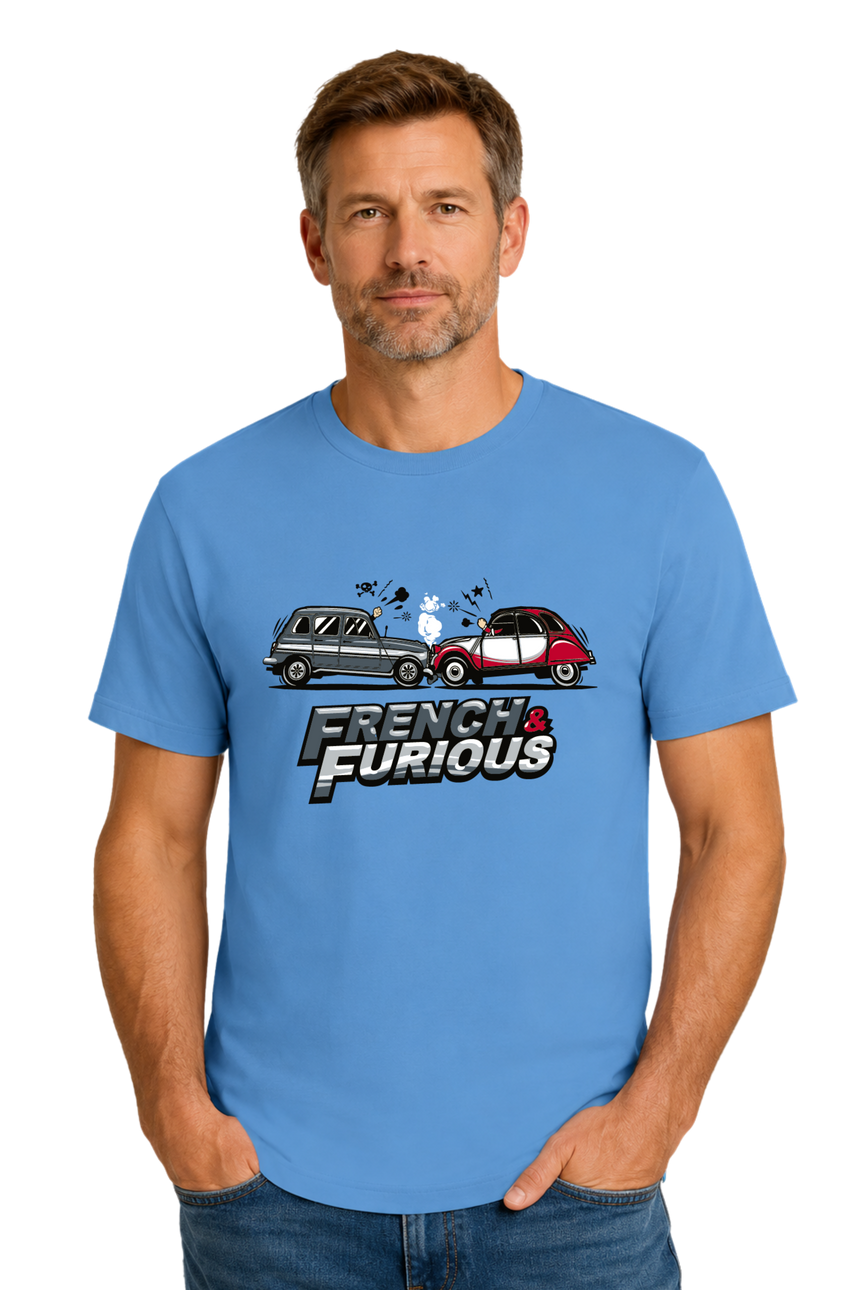 T-Shirt Homme French & Furious voiture 4L contre 2CV
