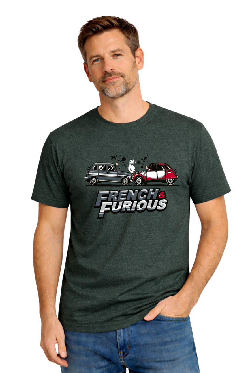 T-Shirt Homme French & Furious voiture 4L contre 2CV