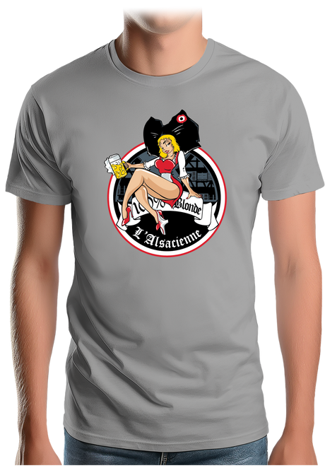 T-Shirt Homme L'alsacienne et sa chope de bière 100% blonde