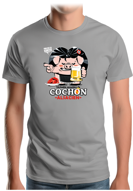 T-Shirt Homme Caractère de cochon alsacien