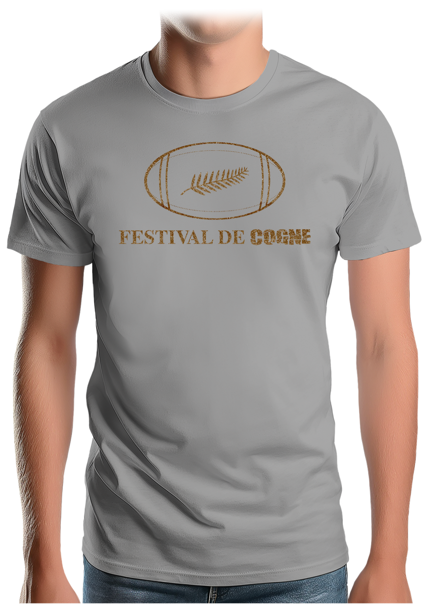 T-Shirt Homme Festival de cogne avec le ballon de rugby