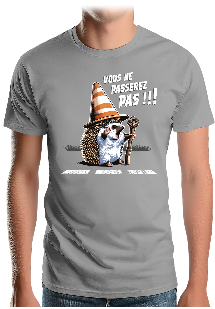 T-Shirt Homme Hérisson Gandalf, vous ne passerez pas sur la route !