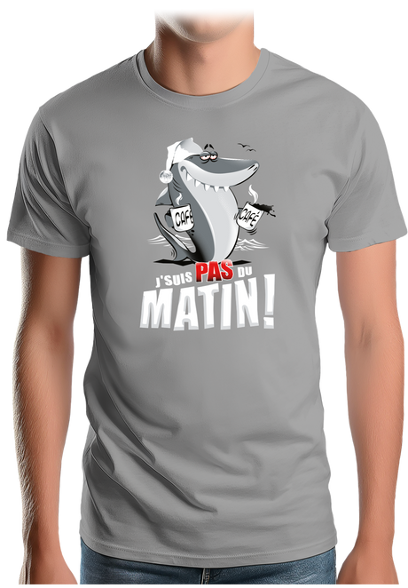 T-Shirt Homme Requin je suis pas du matin