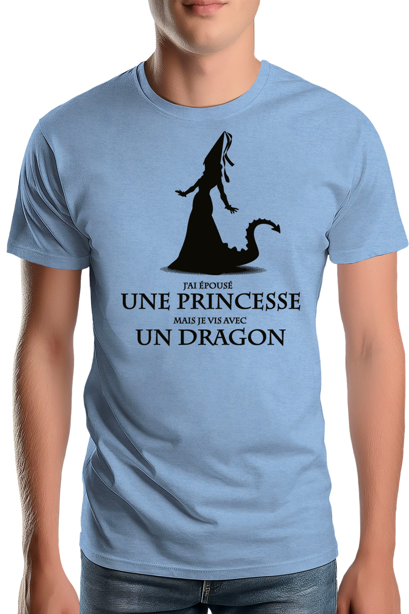 T-Shirt Homme D'épouser une princesse à vivre avec un Dragon