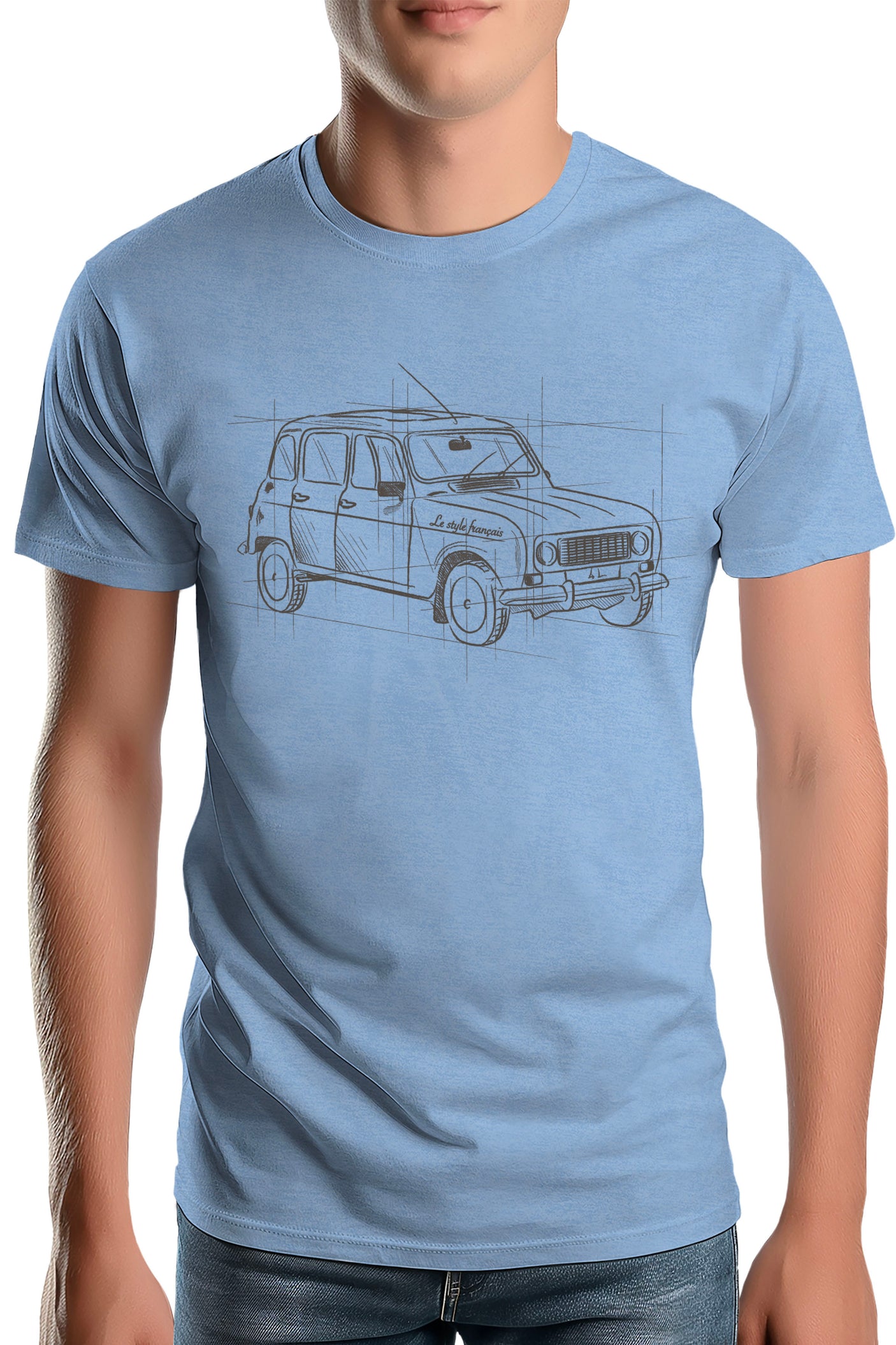 T-Shirt Homme La 4L en crayonné dessin technique