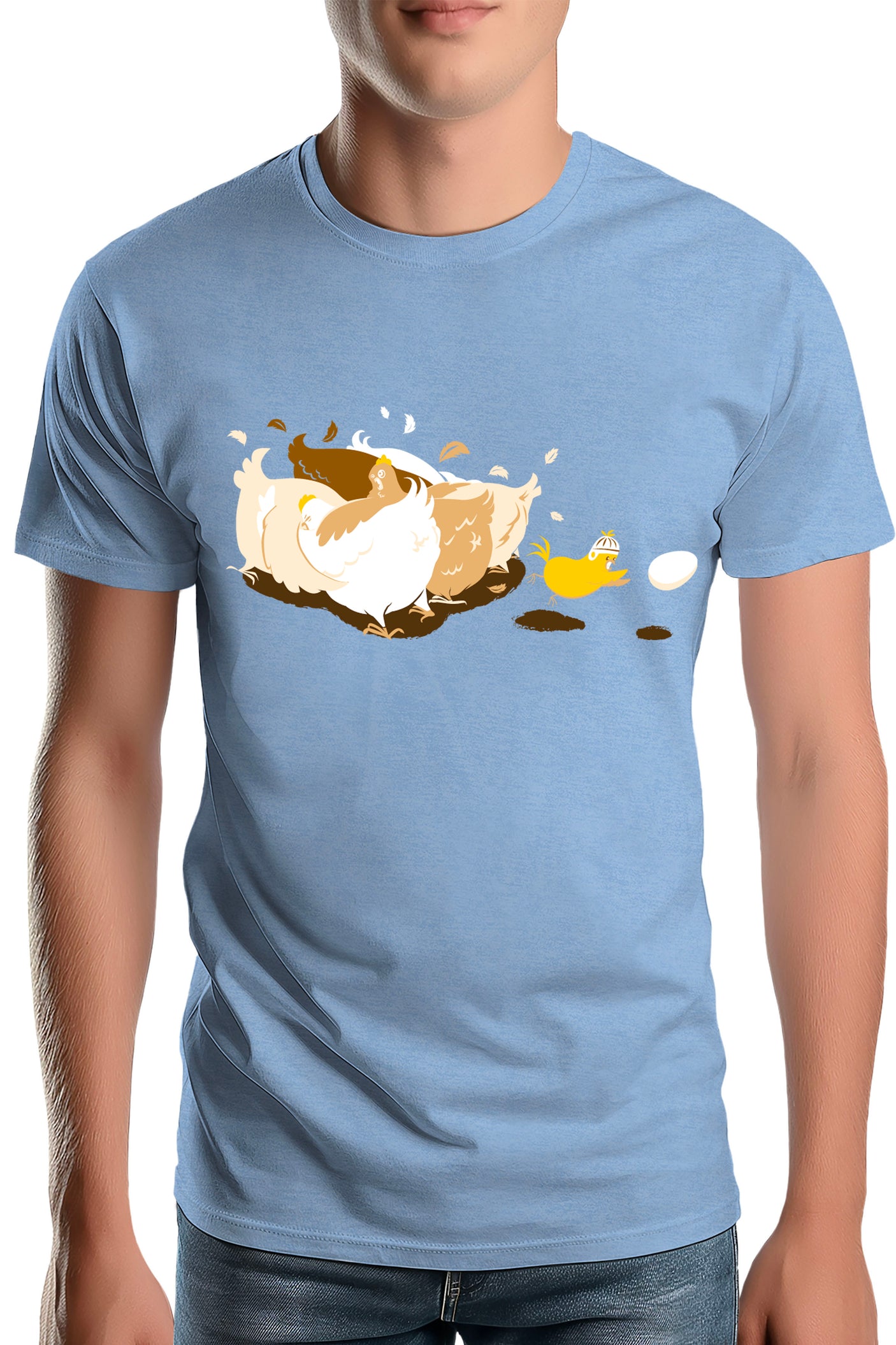 Tee-Shirt Homme Poule et poussin qui jouent au rugby