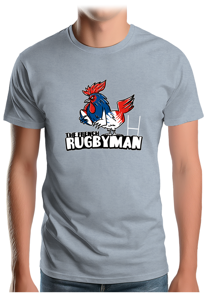 T-Shirt Homme Coq bleu blanc rouge du rugby français