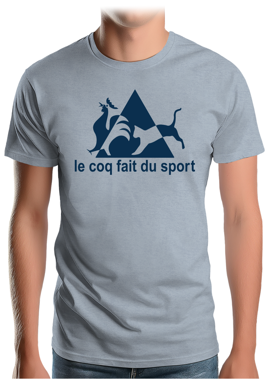T-Shirt Homme Le coq fait du sport avec un chat