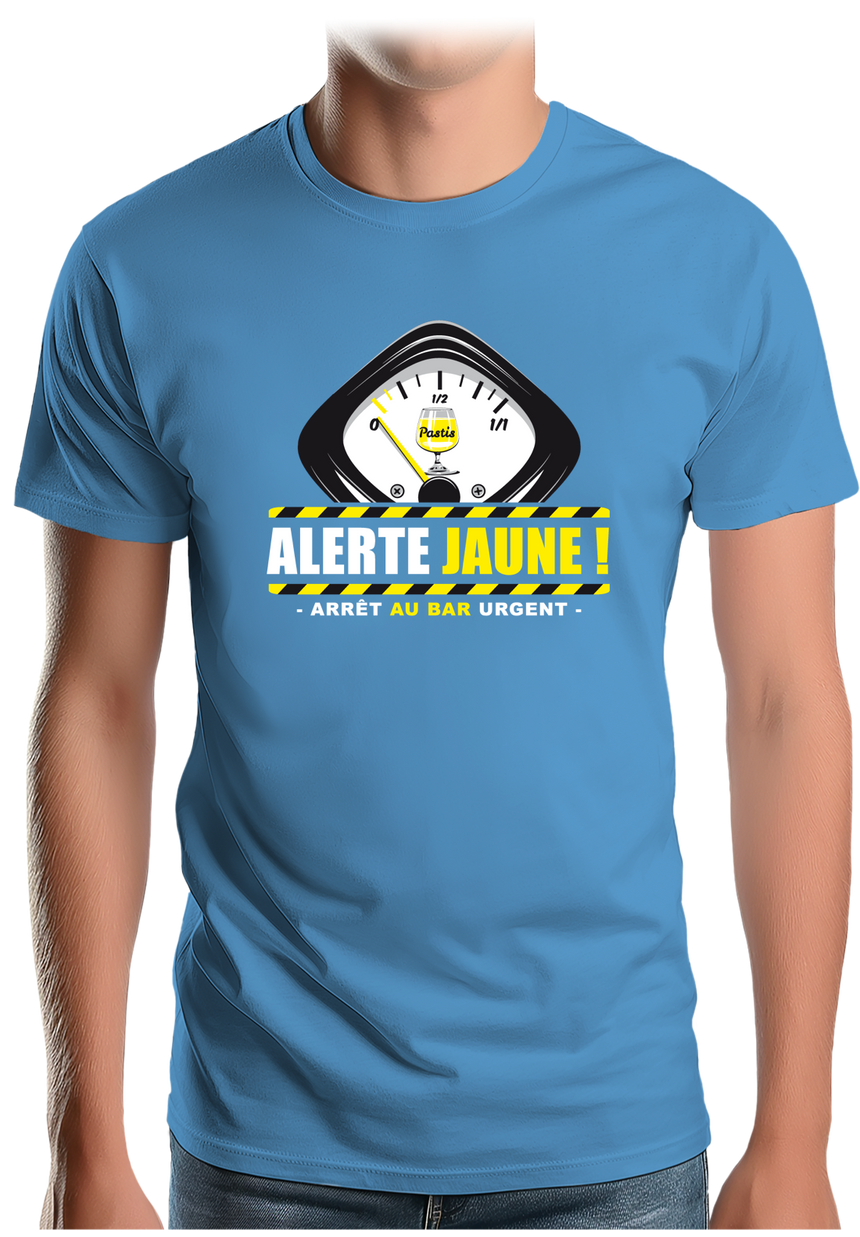 T-Shirt Homme Alcool Alerte jaune
