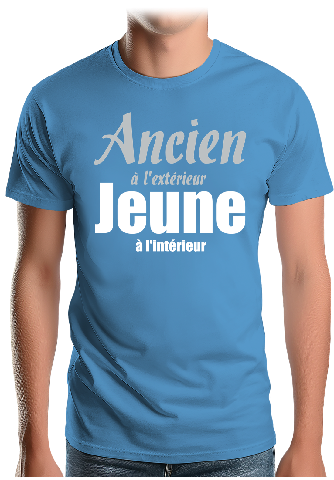 T-Shirt Homme Ancien à l'extérieur et jeune à l'intérieur