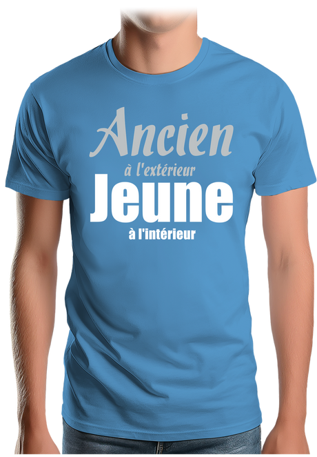 T-Shirt Homme Ancien à l'extérieur et Jeune à l'intérieur