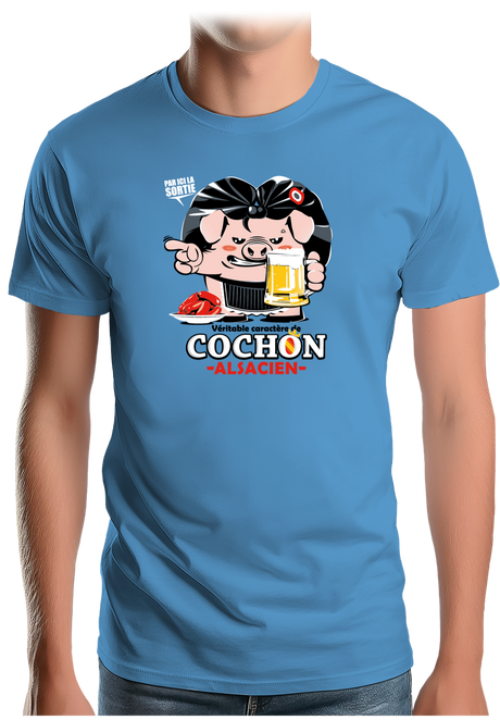 T-Shirt Homme Caractère de cochon alsacien