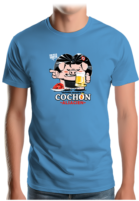 T-Shirt Homme Caractère de cochon alsacien