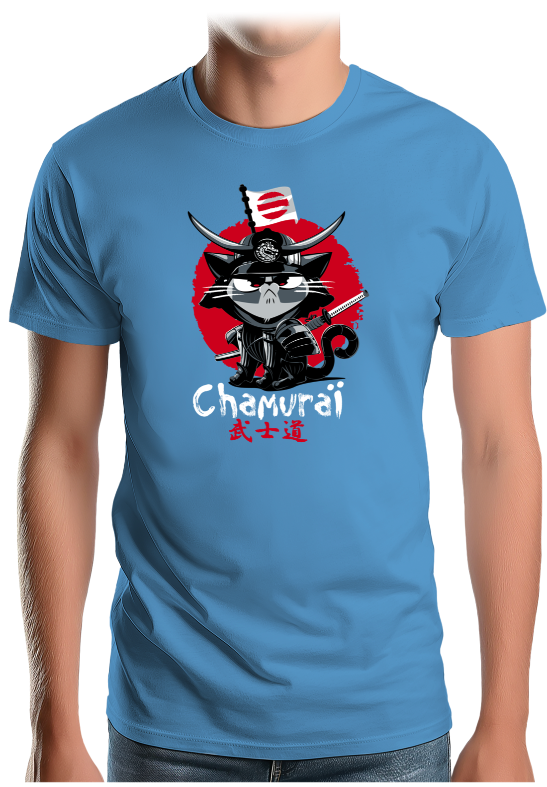 T-Shirt Homme Chat en samouraï