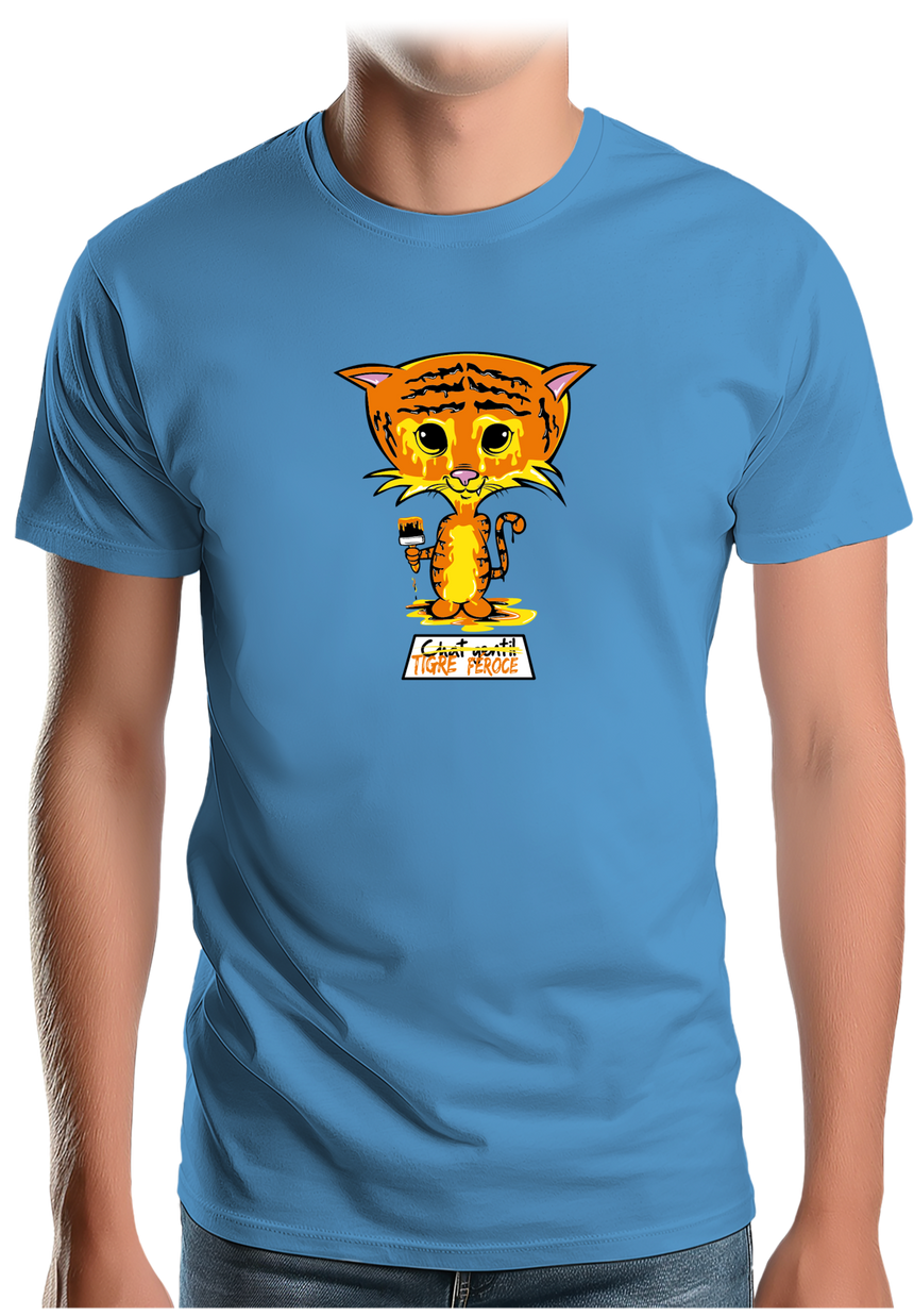 T-Shirt Homme Chat gentil en tigre féroce