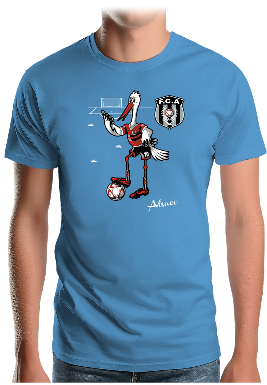 T-Shirt Homme Cigogne d'Alsace qui joue au foot