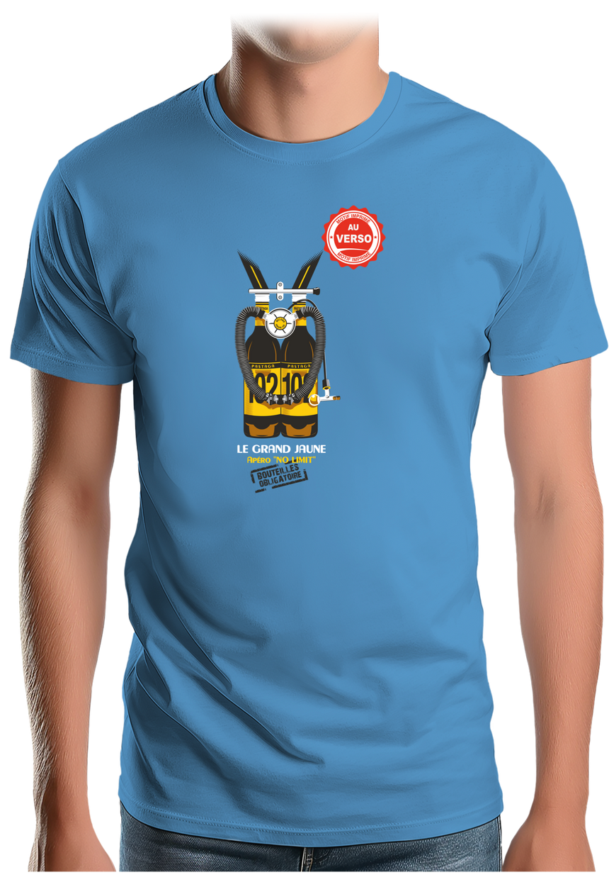 T-Shirt Homme Le grand Jaune bouteille d'oxygène (AU DOS)