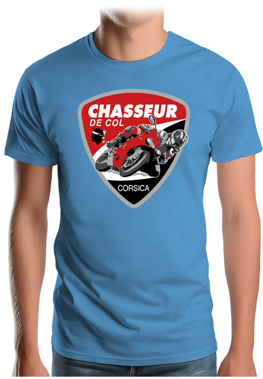 T-Shirt Homme Moto chasseur de col en Corse