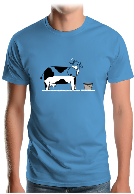T-Shirt Homme Vache à moitié pleine de lait