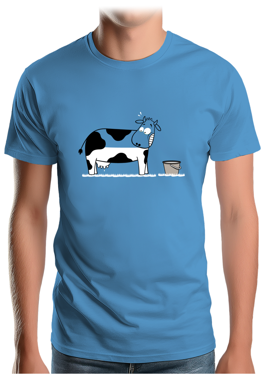 T-Shirt Homme Vache à moitié pleine de lait
