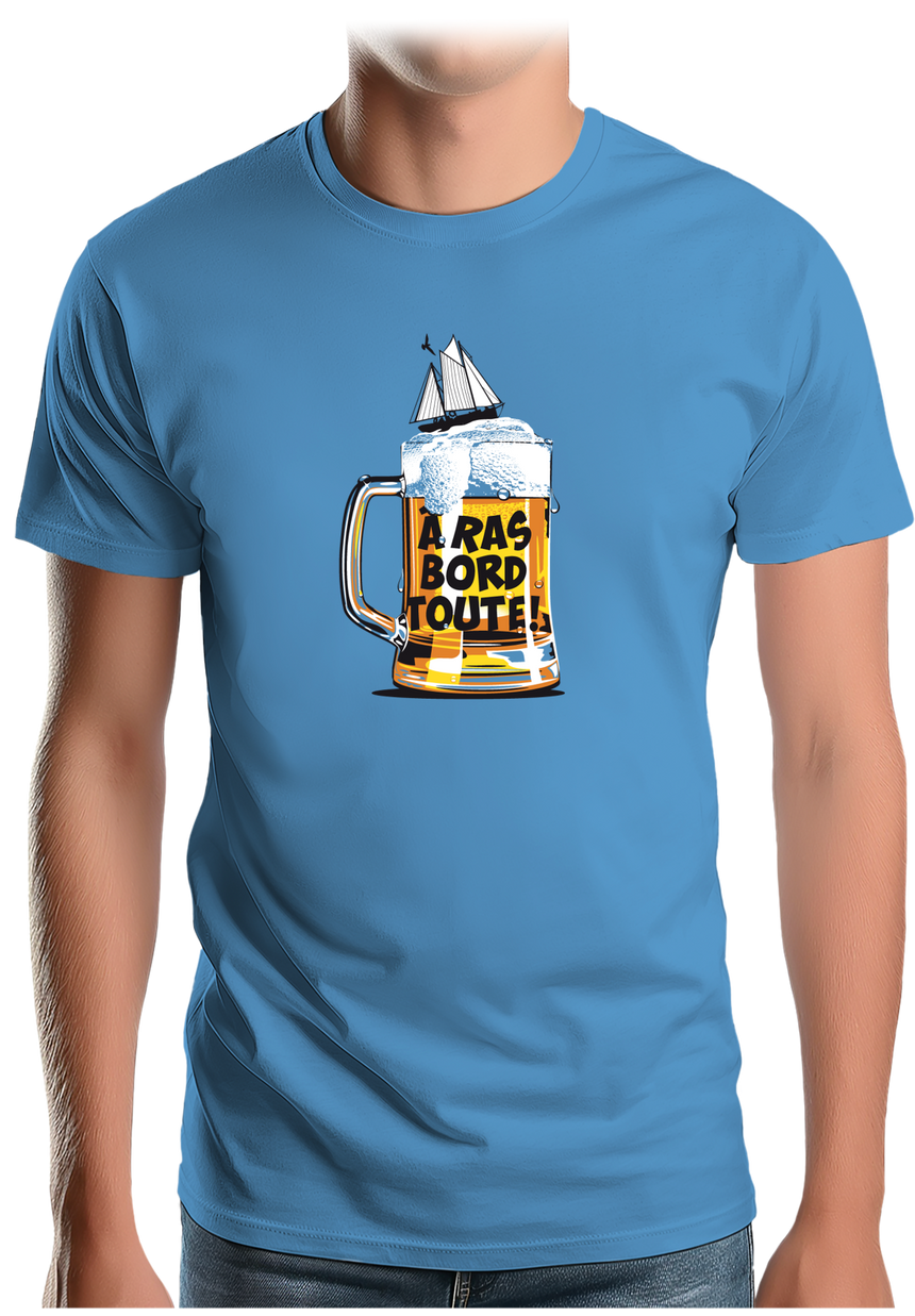 T-Shirt Homme Bière à ras bord toute en voilier