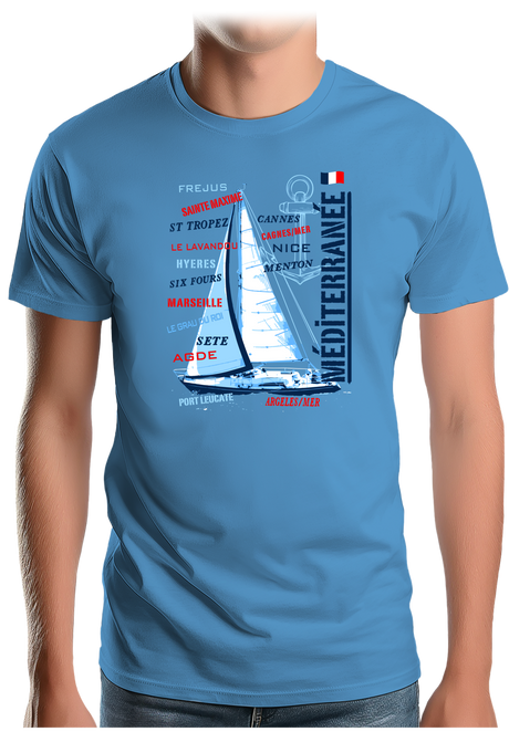 T-Shirt Homme Voilier cote méditerranée