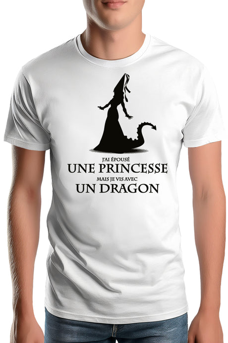 T-Shirt Homme D'épouser une princesse à vivre avec un Dragon