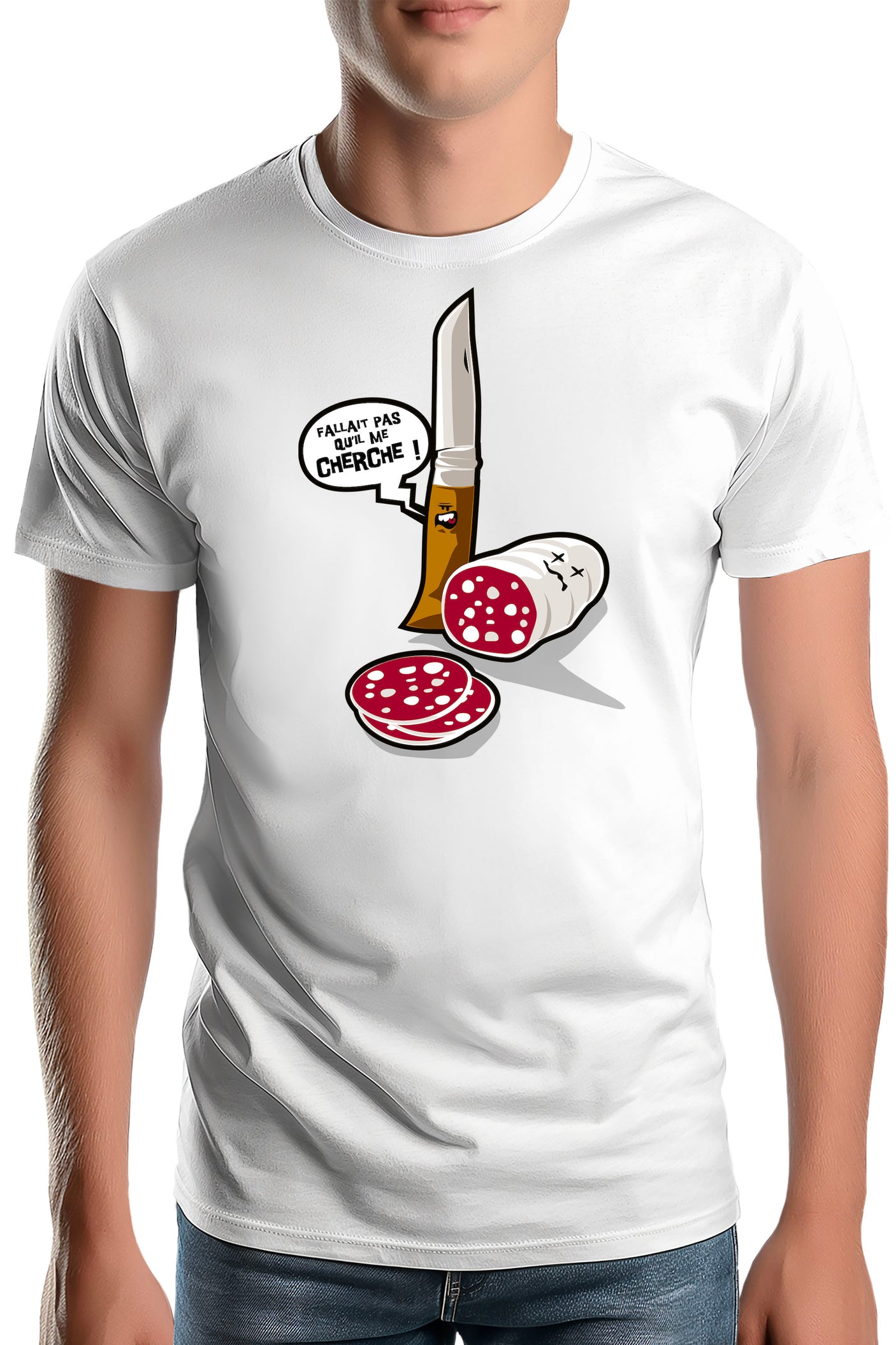Tee-Shirt Homme Fallait Pas Saucisson opinel