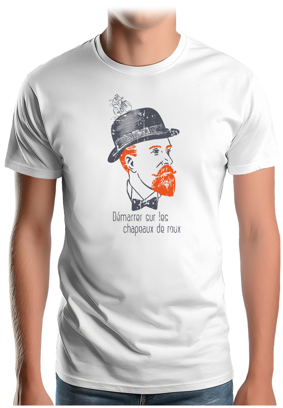 T-Shirt Homme Démarrer sur les chapeaux de roux