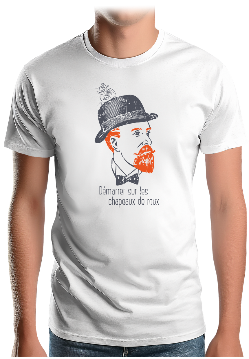 T-Shirt Homme Démarrer sur les chapeaux de roux