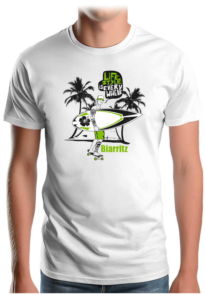T-Shirt Homme Surfeur sur un skate