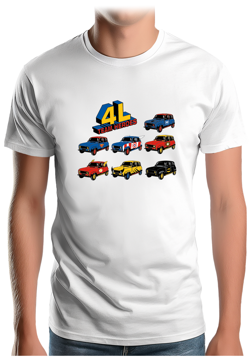 T-Shirt Homme Voiture 4L Team super héros