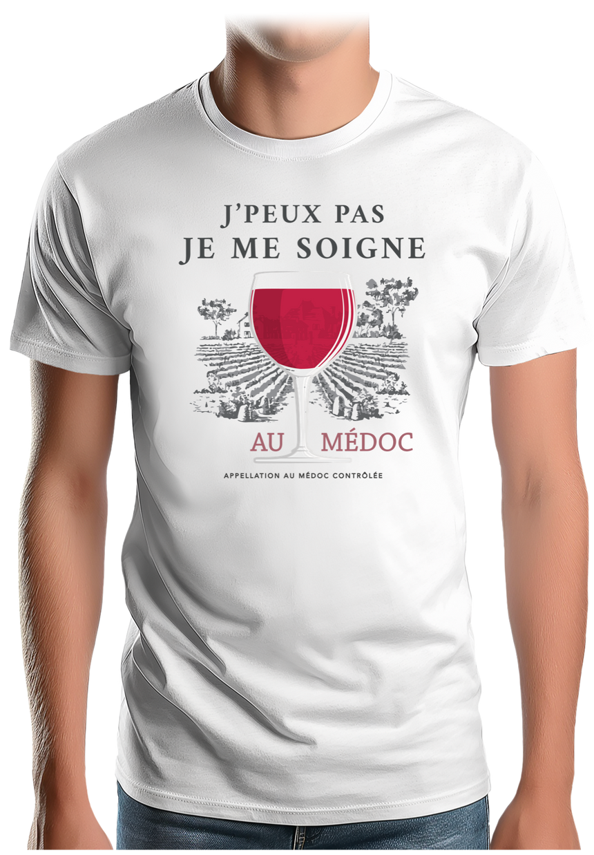 T-Shirt Homme Alcool Je peux pas je me soigne au médoc