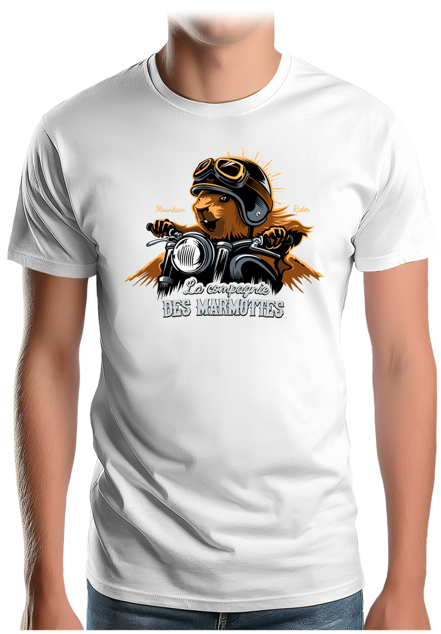 T-Shirt Homme Compagnie des Marmottes en Moto