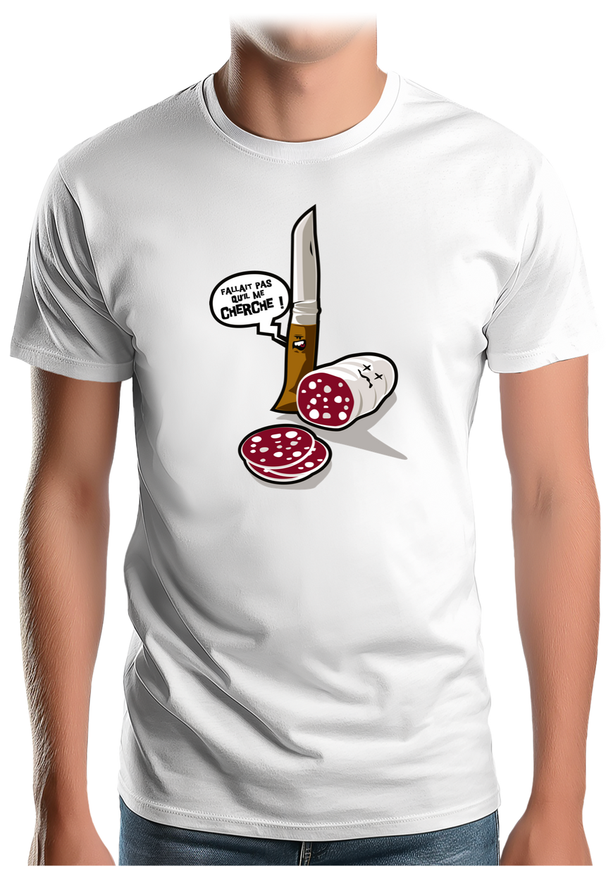 T-Shirt Homme Fallait pas saucisson VS couteau de Savoie