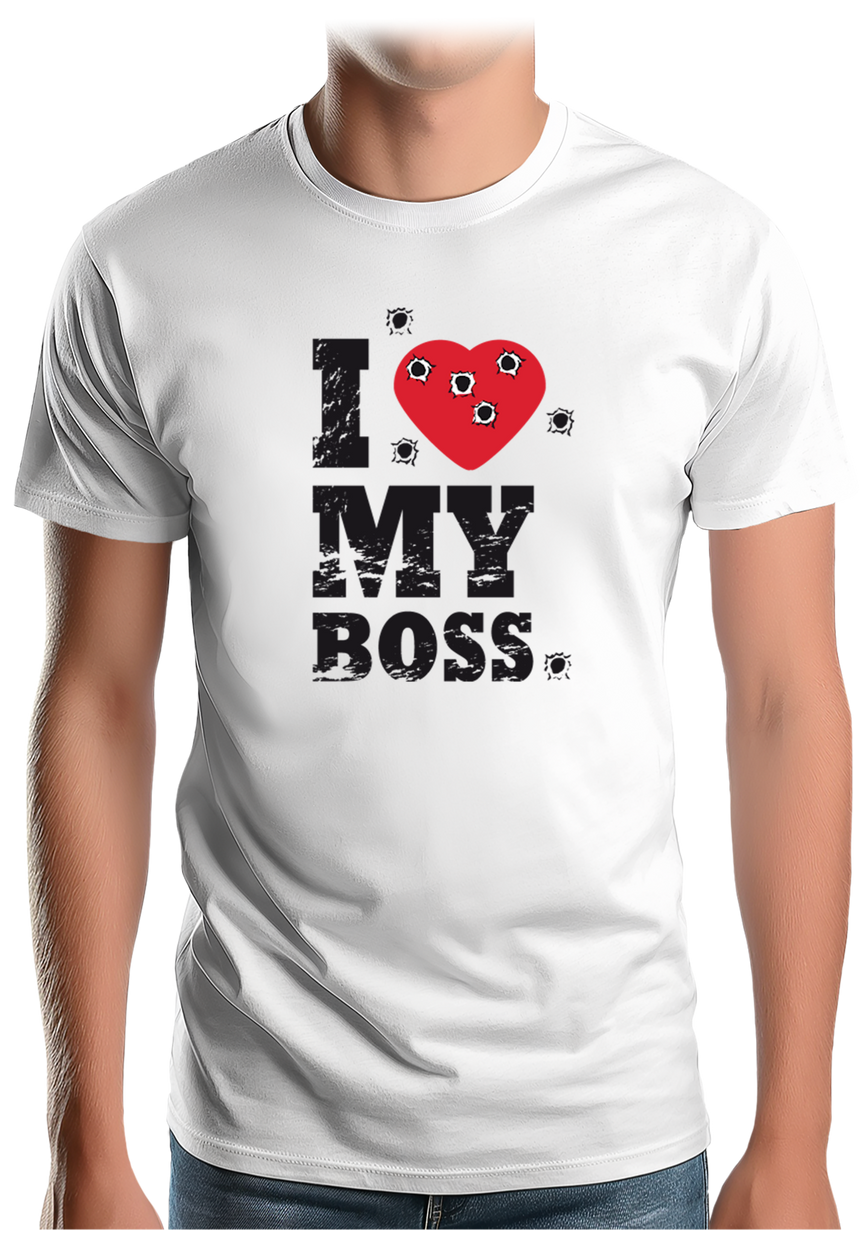 T-Shirt Homme I Love My Boss cible de tire