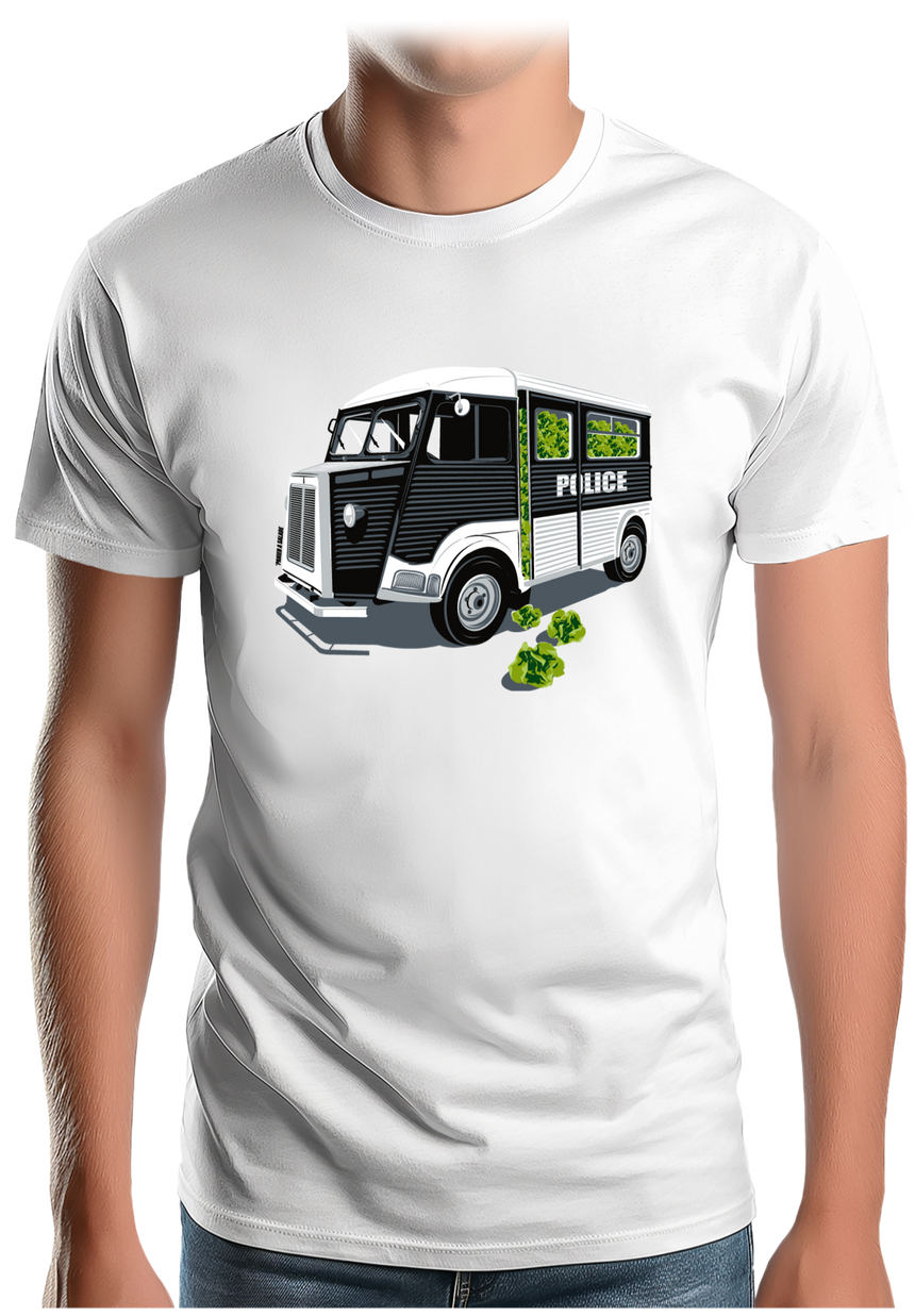 T-Shirt Homme Voiture de Police, Panier à Salade