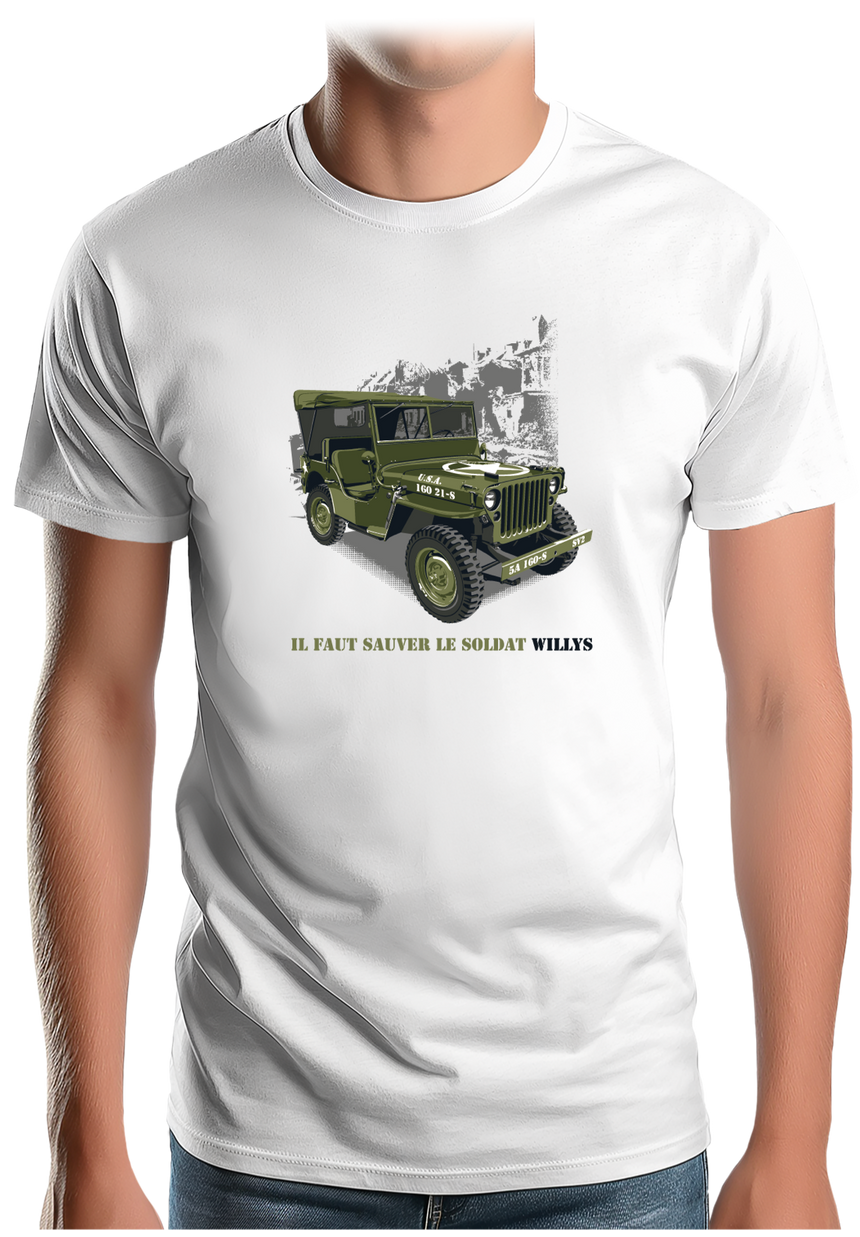 T-Shirt Homme Voiture Militaire Sauvez Willys