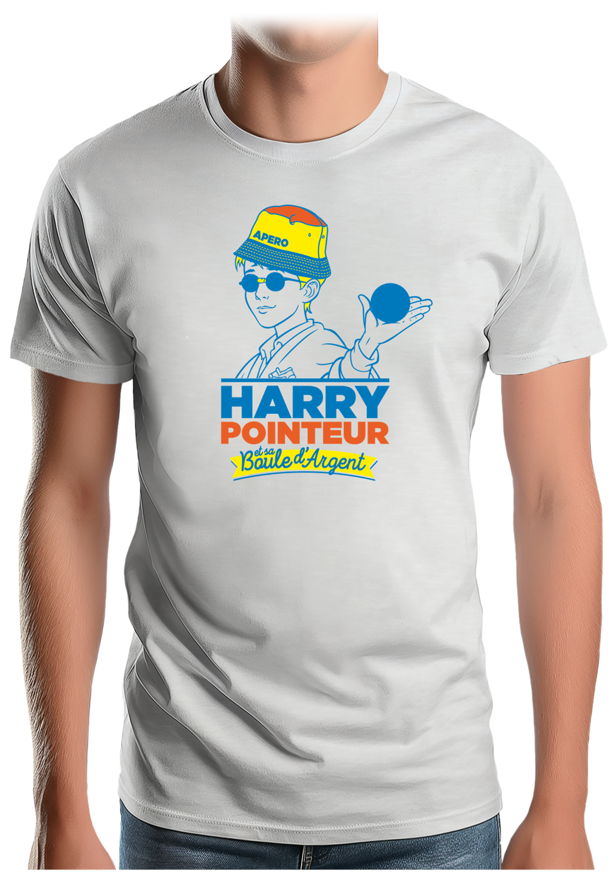 T-Shirt Homme Harry pointeur et sa boule d'argent à la pétanque