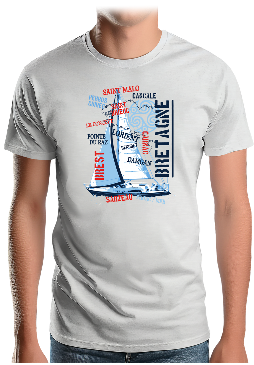 T-Shirt Homme Bateau Voilier Bretagne