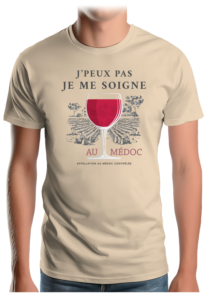 T-Shirt Homme Alcool Je peux pas je me soigne au médoc