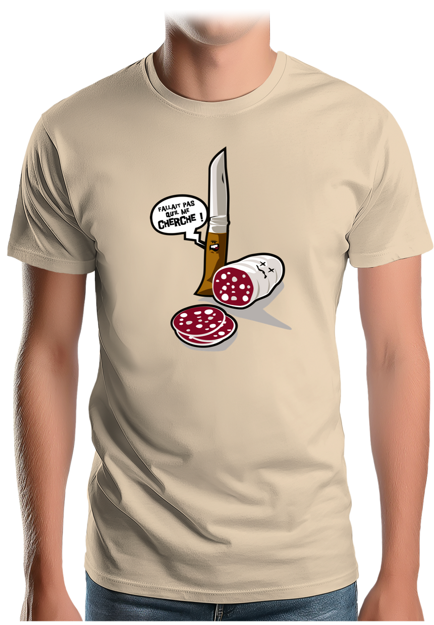 T-Shirt Homme Fallait pas saucisson VS couteau de Savoie