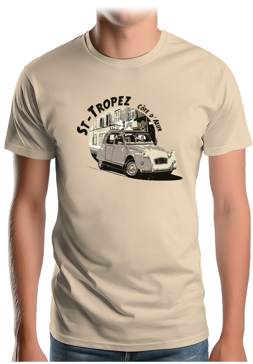 T-Shirt Homme Voiture 2CV St Tropez